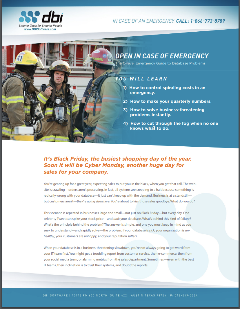 DBI C level emergency guide to database problems